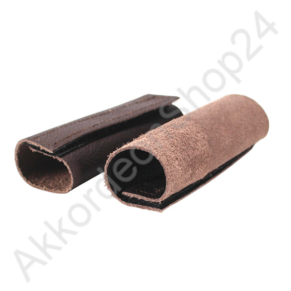 Buckle guard 9,5 cm for shoulder straps, leather brown