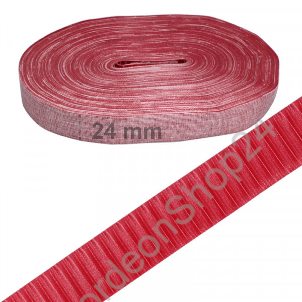 50m Bellow tape 24mm width striped colour dark red