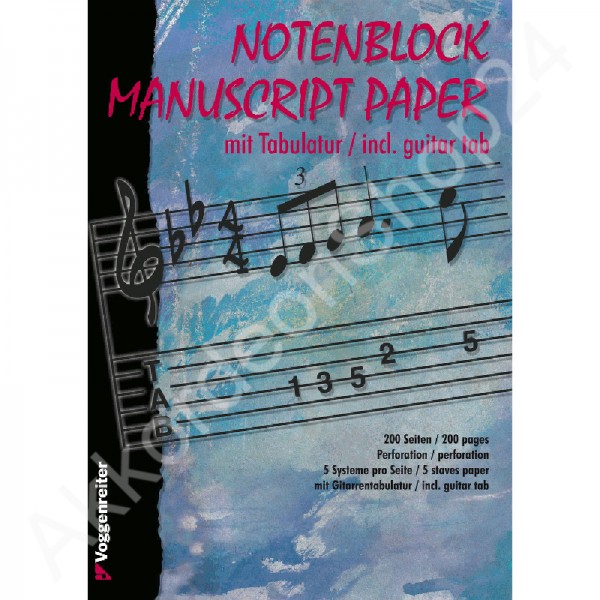 Voggenreiter Manuscript Paper incl. guitar tab