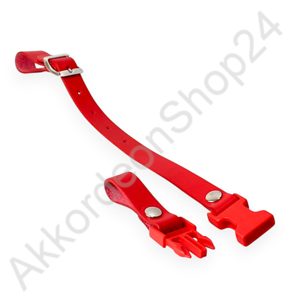 Back strap 28-38 cm leather, red