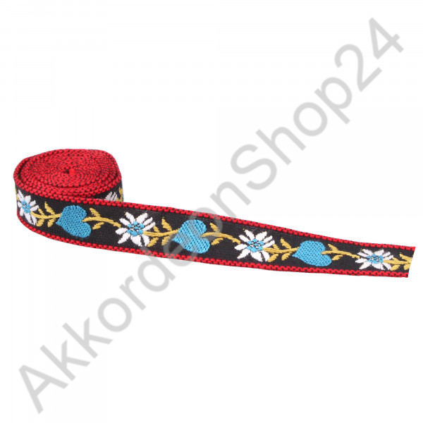 17mm black strap, blue heart design