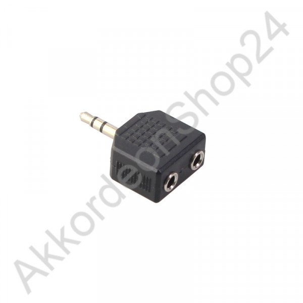 Jack adaptor 3,5mm stereo male to 2x3,5mm stereo jack female