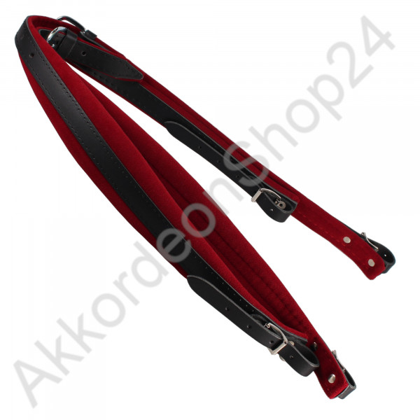 69-94cm x 5cm, 34/37 leather/velvet, black/dark red