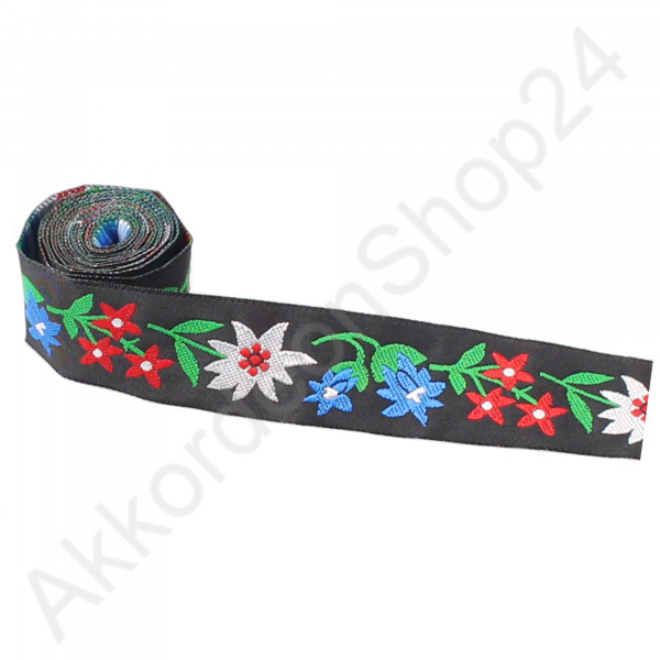 24mm black strap with Edelweiss design