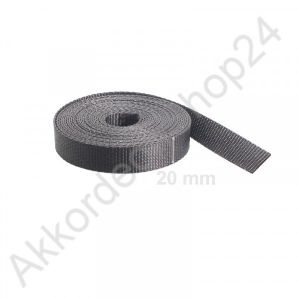 5mx20mm roll all-purpose webbing made of polypropylene black