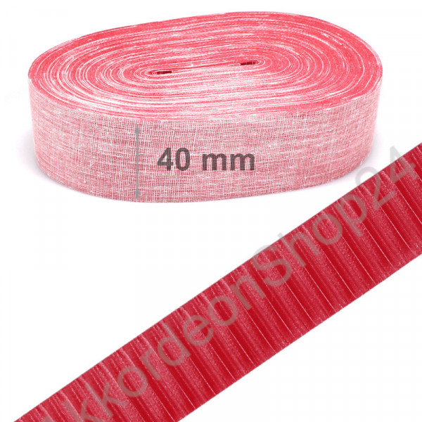 50m Bellow tape 40mm width striped colour dark red