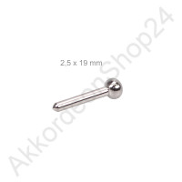 2,5x19mm Bellows pin rounded head - nickel