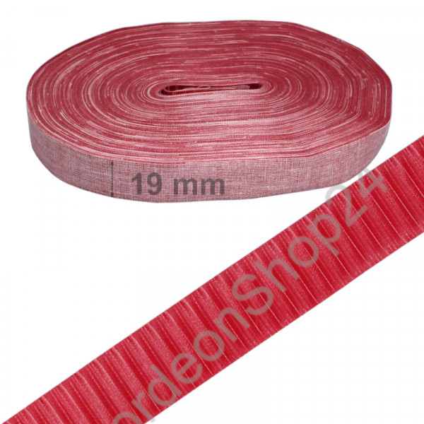 50m Bellow tape 19mm width striped colour dark red