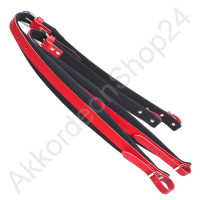 69-94cm x 5cm, 34/37 leather/velvet, red/black