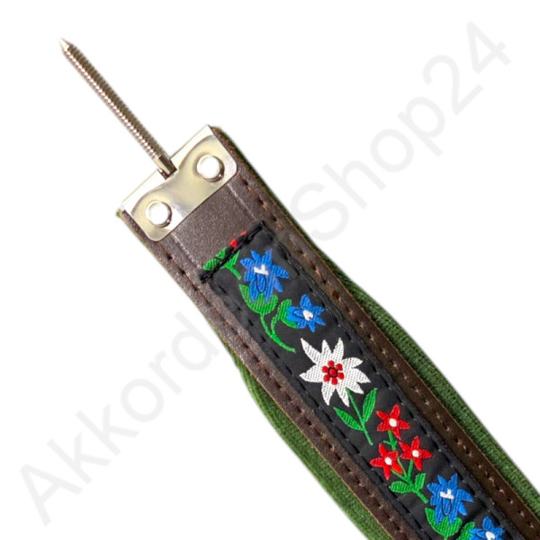 490x50mm leather/velvet, green, spindle thread 3/16