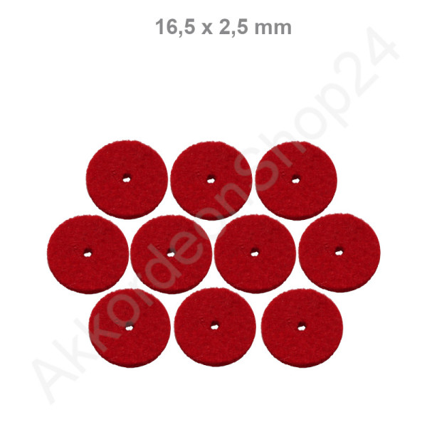 10 pcs. felt rings 16,5x2,5 mm, red